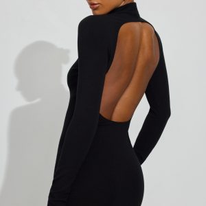Long Sleeve Open Back Dress