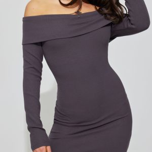 Off Shoulder Long Sleeve Mini Dress