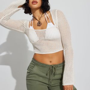 Square Neck Open Knit Sweater
