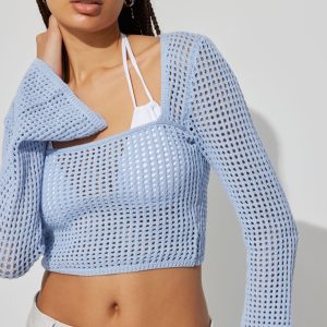 Square Neck Open Knit Sweater