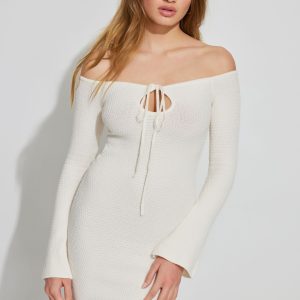 Knit Off Shoulder Mini Dress