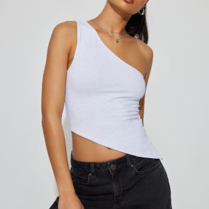 Asymmetric Off Shoulder Tank Top