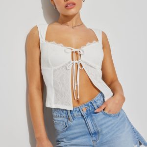 Flyaway Lace Rib Top