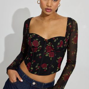 Aria Long Sleeve Bustier Top
