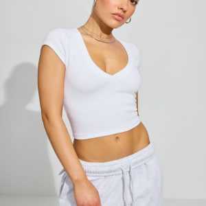 V Neck Ribbed Tee