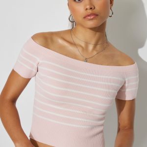 Short Sleeve Off Shoulder Sweater