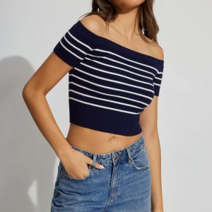 Short Sleeve Off Shoulder Sweater