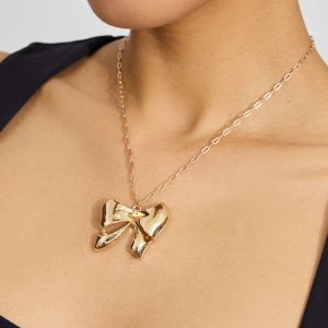 Oversized Metal Bow Necklace