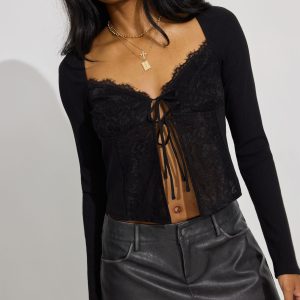Flyaway Lace Rib Top