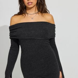 Scarlet Spongy Off Shoulder Dress