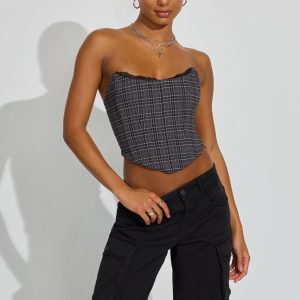 Lace Trim Strapless Bustier