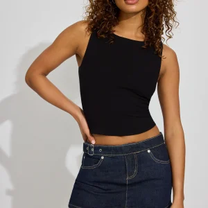 Belted Denim Micro Skort