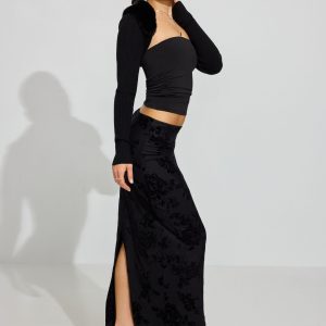 Burnout Velvet Maxi Skirt