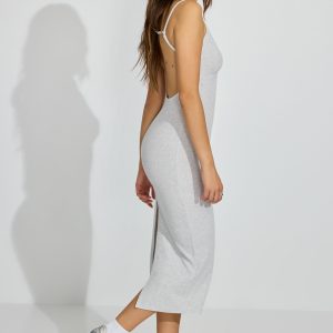 V Neck Open Back Maxi Dress