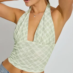 Deep Plunge Mesh Halter Top