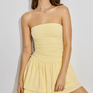 Flirty Hem Tube Romper Dress