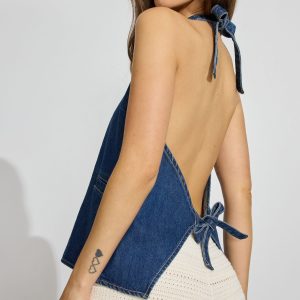 Denim Halter Vest