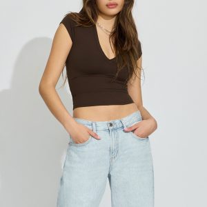 Sleek Deep V Neck T Shirt