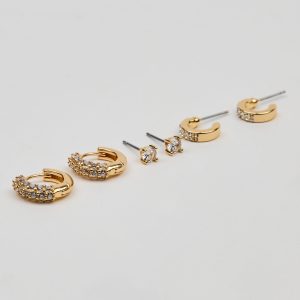 3 Pack Gem Stud & Hoop Earrings