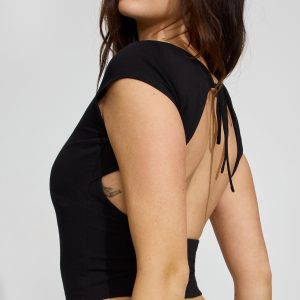 Crew Neck Open Back Tie Top