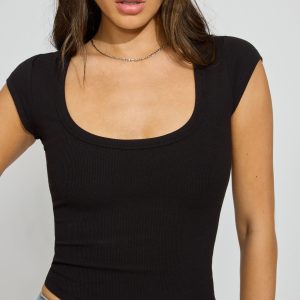 Scoop Neck Cap Sleeve T-Shirt