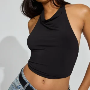High Neck Cowl Top